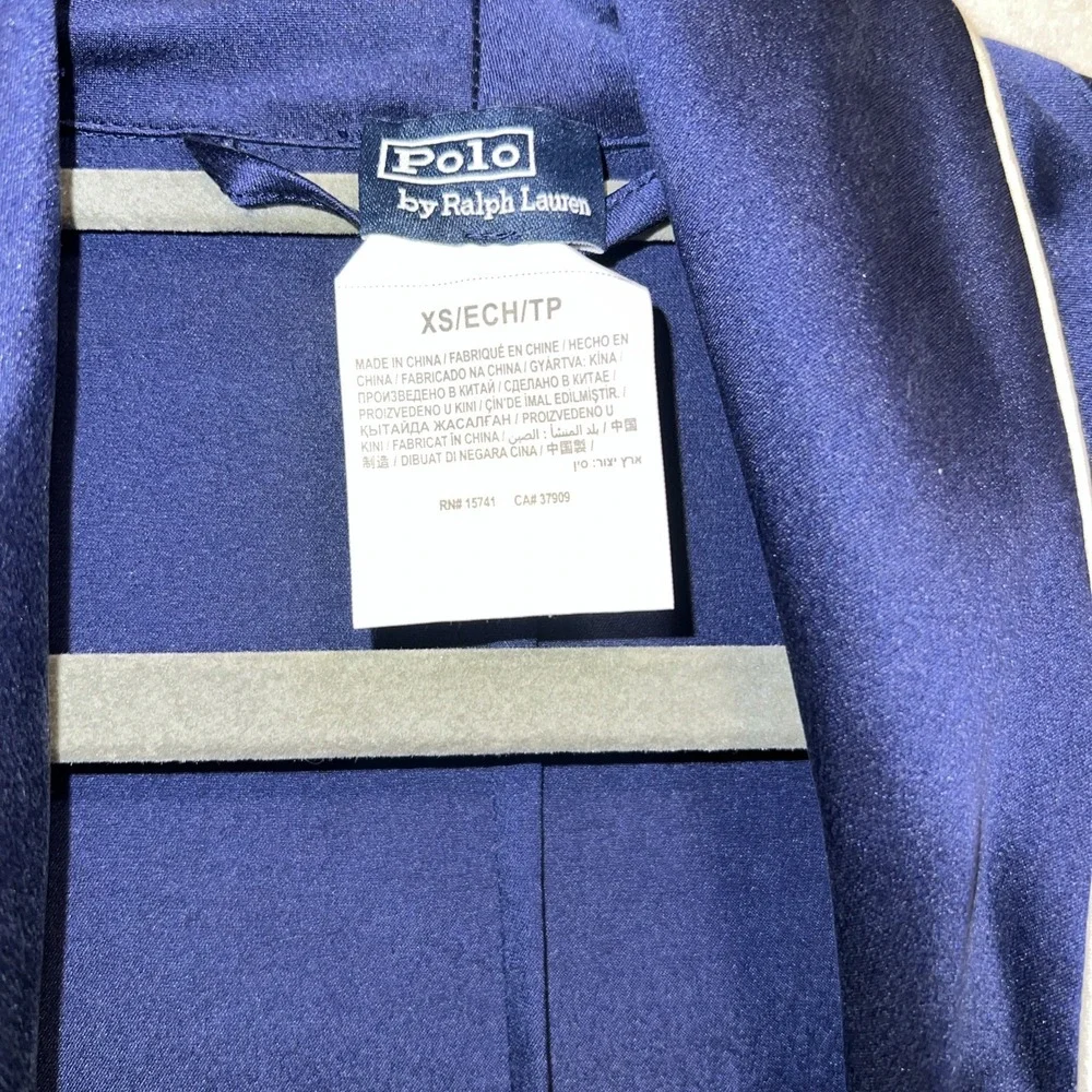Polo Ralph Lauren XS Stretch Silk Heritage Navy Belted Women's Long Robe(No Belt